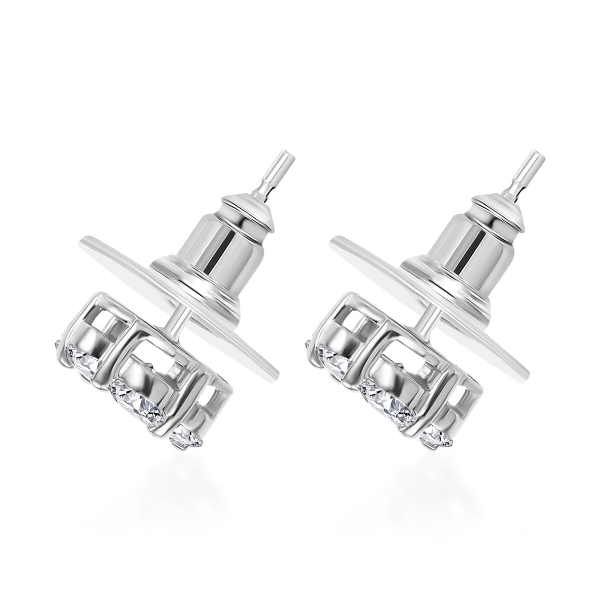 D'Joy Moissanite 1.65 ctw Floral Earrings in Rhodium Over Sterling Silver image number 3
