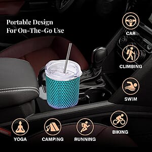 30oz Gradient Color Double Walled Water Cup with Stainless Steel Straw