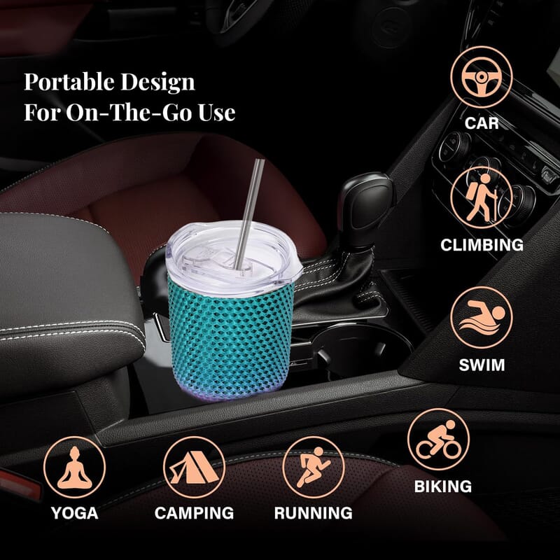 30oz Gradient Color Double Walled Water Cup with Stainless Steel Straw
