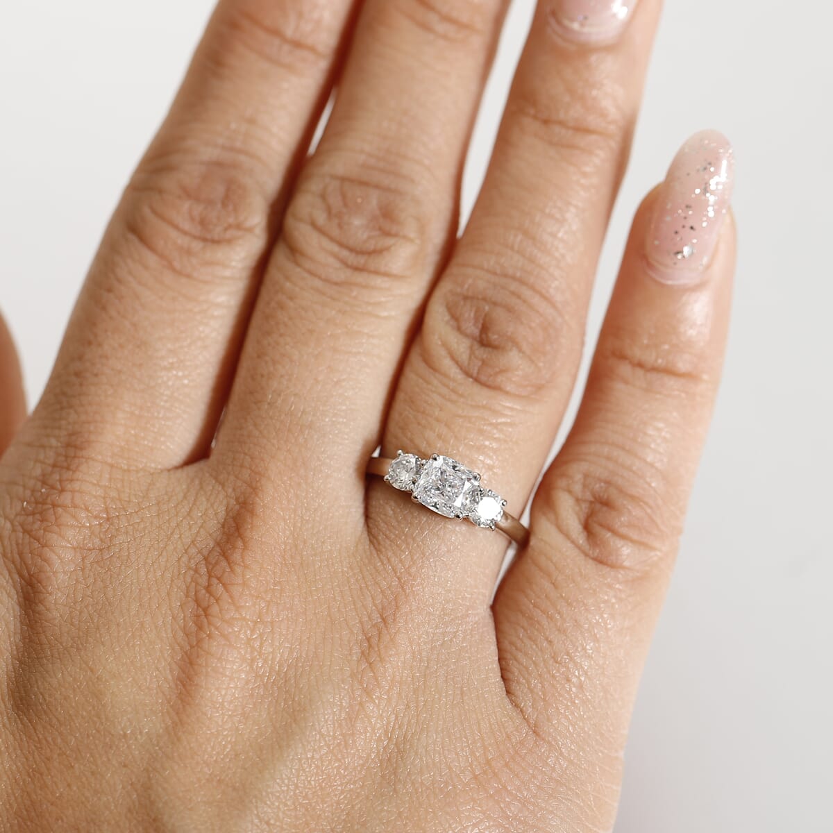 SGL Certified Luxuriant Lab Grown Diamond E-F VS 1.50 ctw Trilogy Ring in 950 Platinum (Size  7.0) image number 3