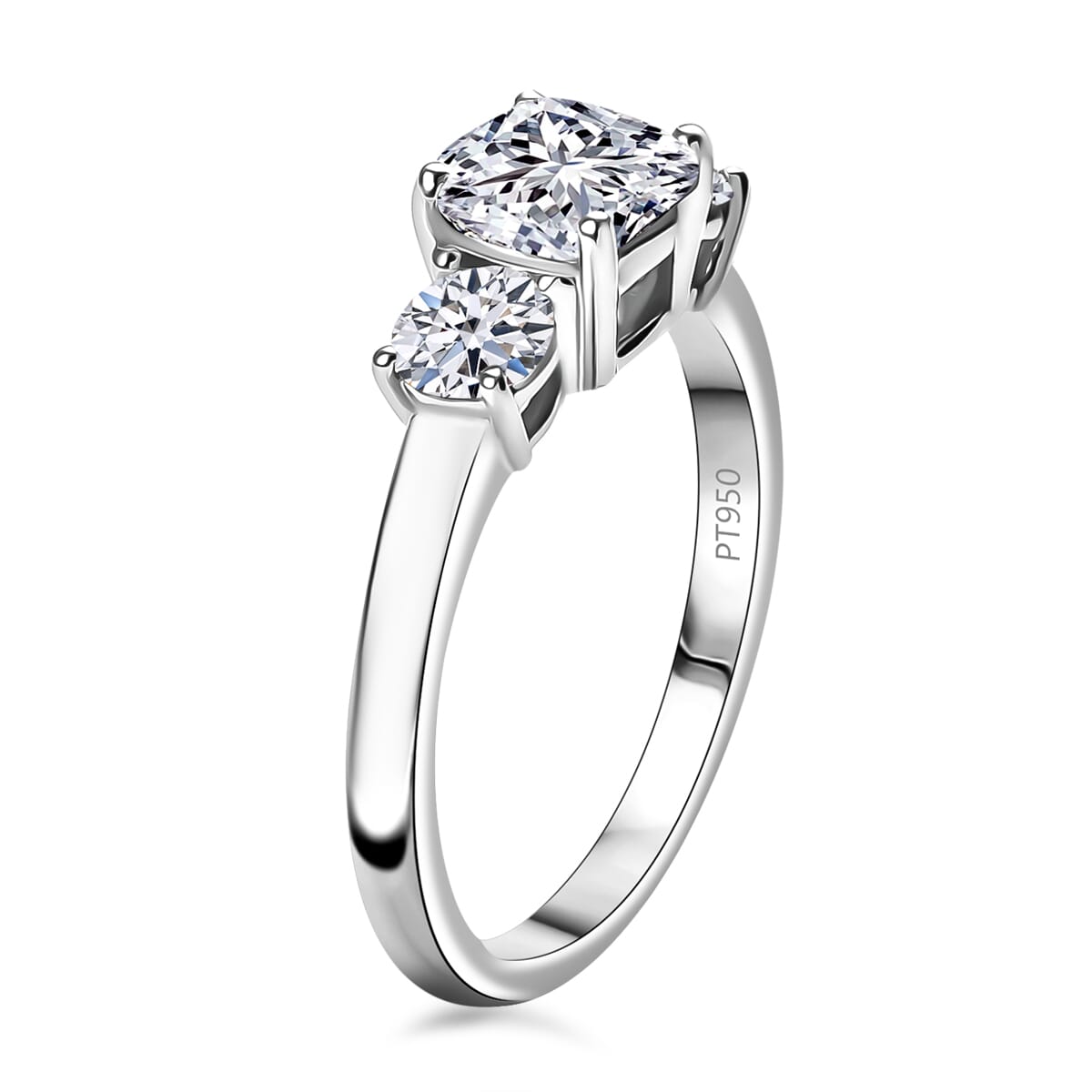 SGL Certified Luxuriant Lab Grown Diamond E-F VS 1.50 ctw Trilogy Ring in 950 Platinum (Size  7.0) image number 4