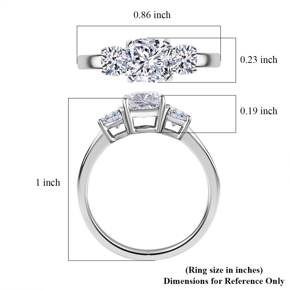 SGL Certified Luxuriant Lab Grown Diamond E-F VS 1.50 ctw Trilogy Ring in 950 Platinum (Size  7.0) image number 6