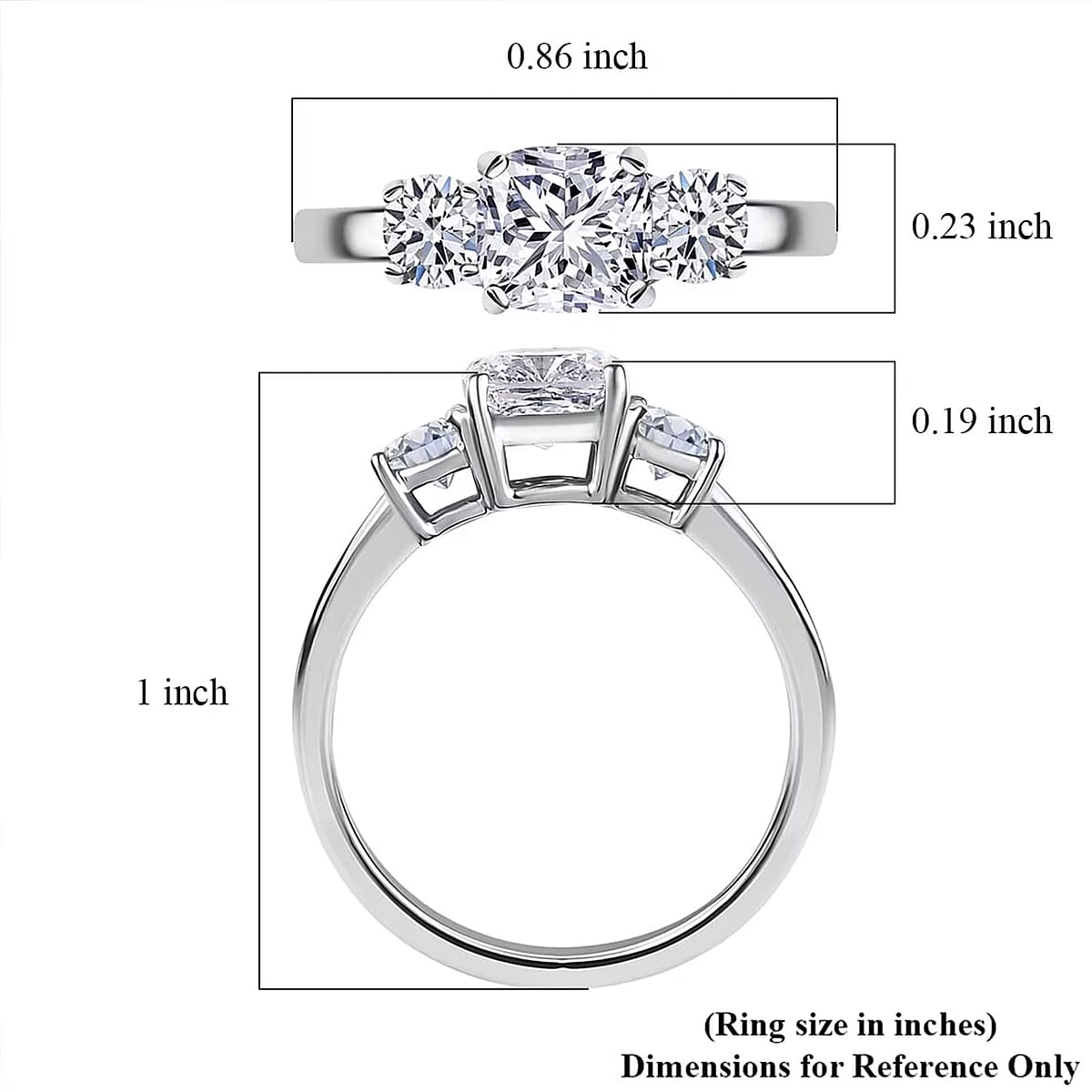 SGL Certified Luxuriant Lab Grown Diamond E-F VS 1.50 ctw Trilogy Ring in 950 Platinum (Size  7.0) image number 7
