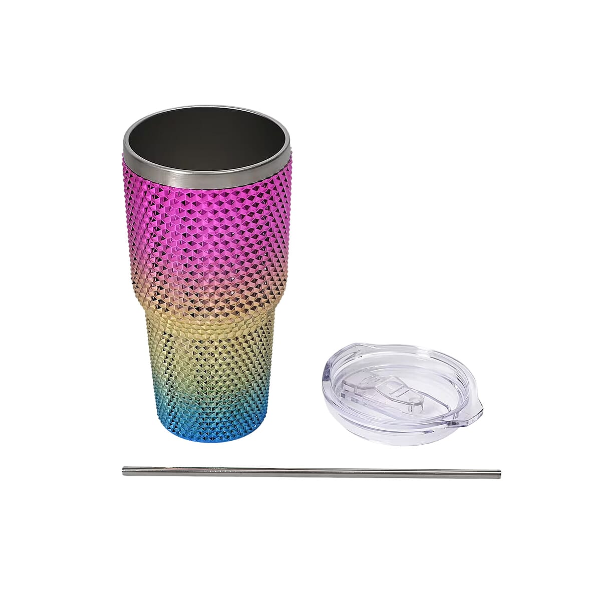 30oz Gradient Color Double Walled Water Cup with Stainless Steel Straw image number 0