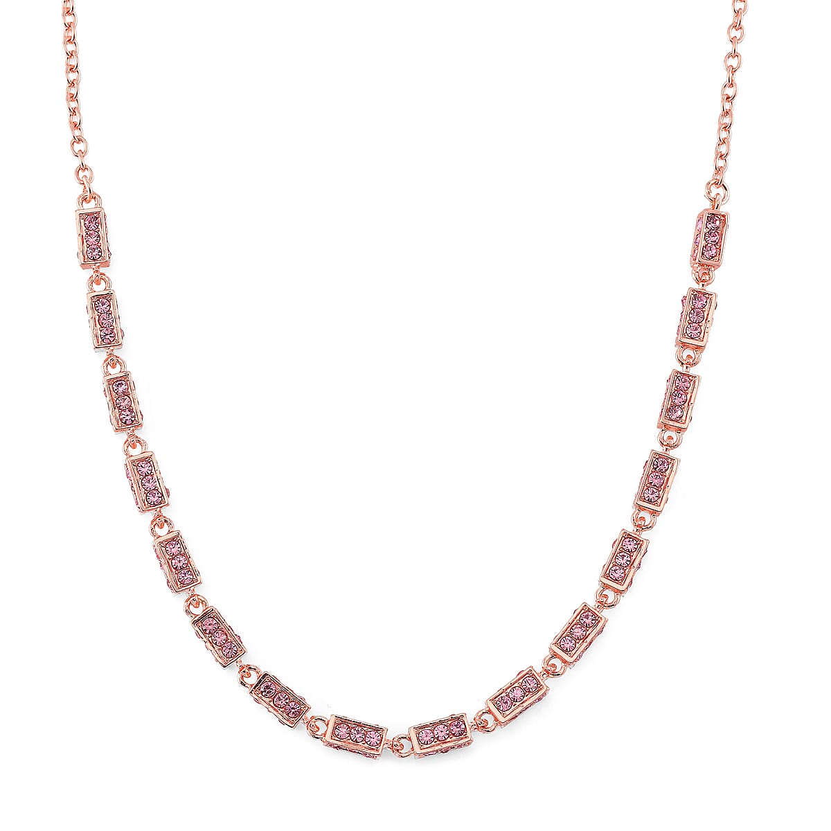 Simulated Pink Diamond 10.00 ctw Necklace 20 Inches in Rosetone  image number 0