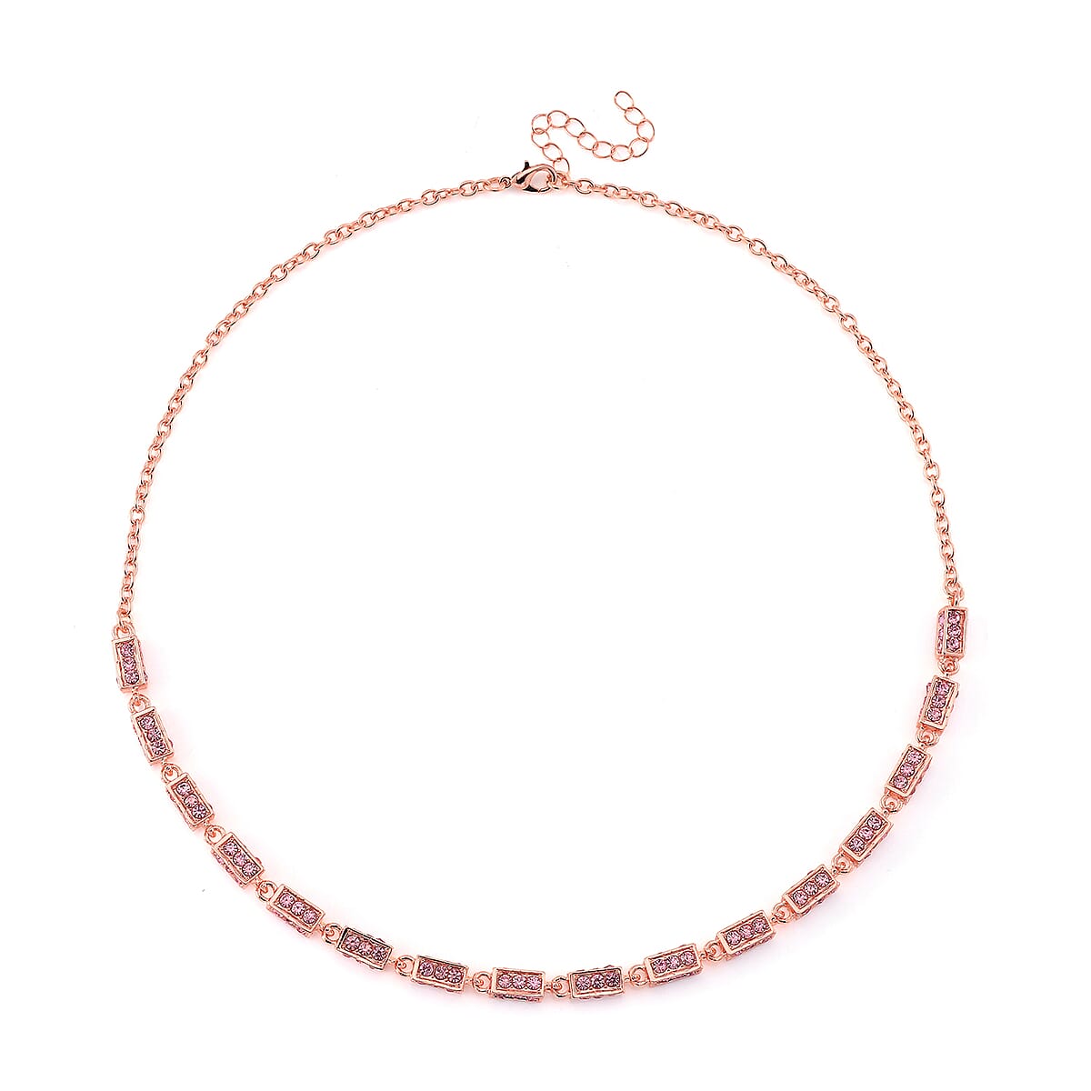 Simulated Pink Diamond 10.00 ctw Necklace 20 Inches in Rosetone  image number 2