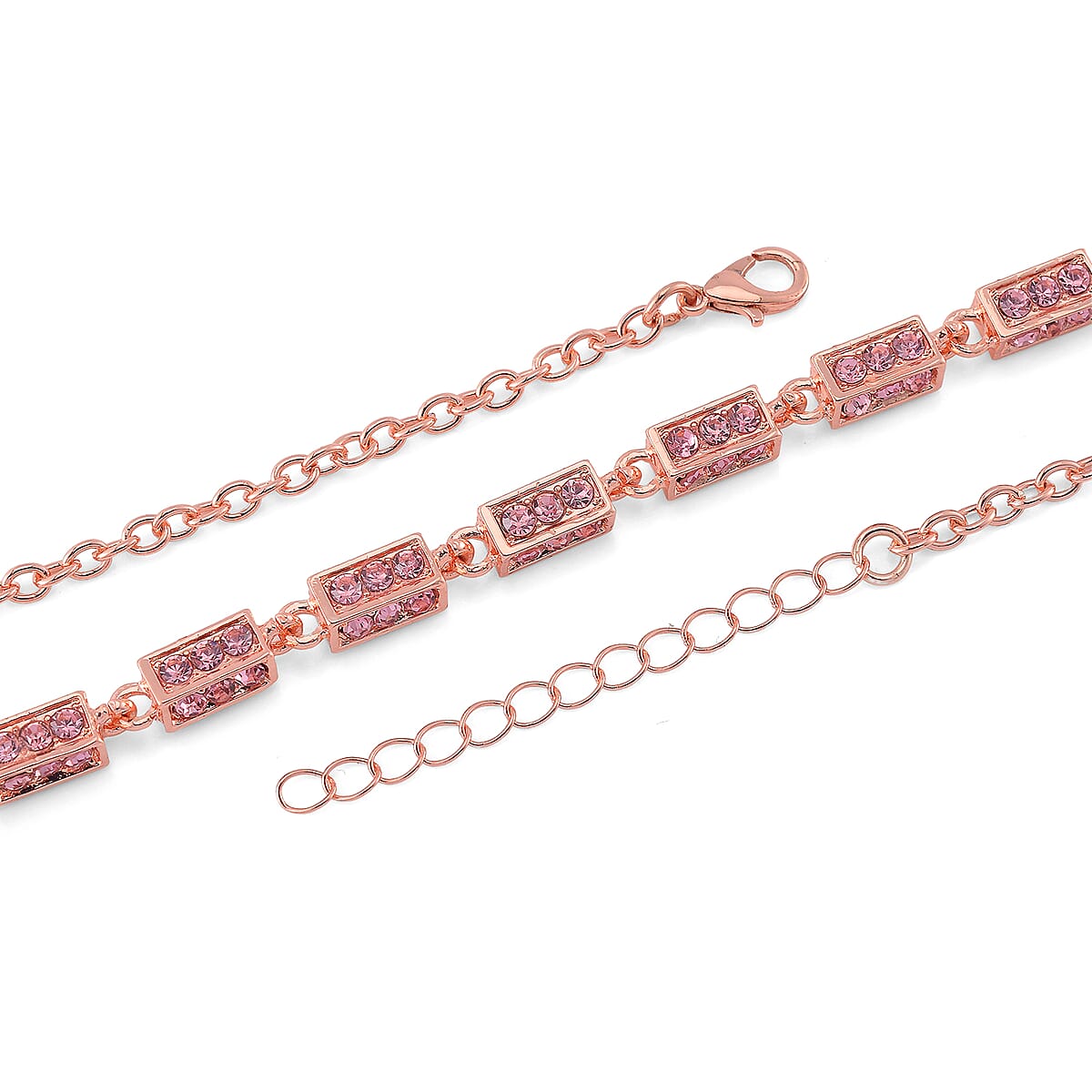 Simulated Pink Diamond 10.00 ctw Necklace 20 Inches in Rosetone  image number 3