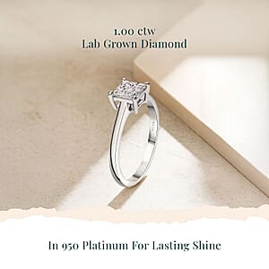 SGL Certified Luxuriant Lab Grown Diamond G-H VS 1.00 ctw Solitaire Ring in 950 Platinum (Size  6.5)