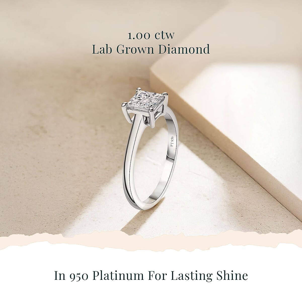 SGL Certified Luxuriant Lab Grown Diamond G-H VS 1.00 ctw Solitaire Ring in 950 Platinum (Size  8.5) image number 2