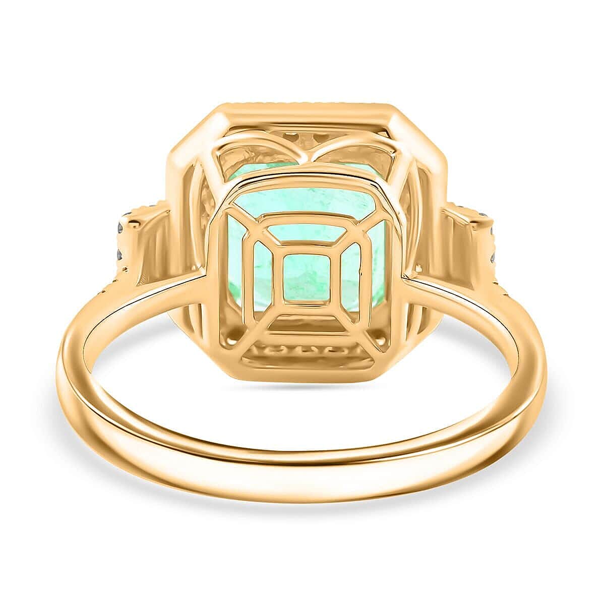 Certified & Appraised Luxoro AAA Boyaca Colombian Emerald and I2 Diamond 3.00 ctw Ring in 14K Yellow Gold (Size 8.5) image number 4