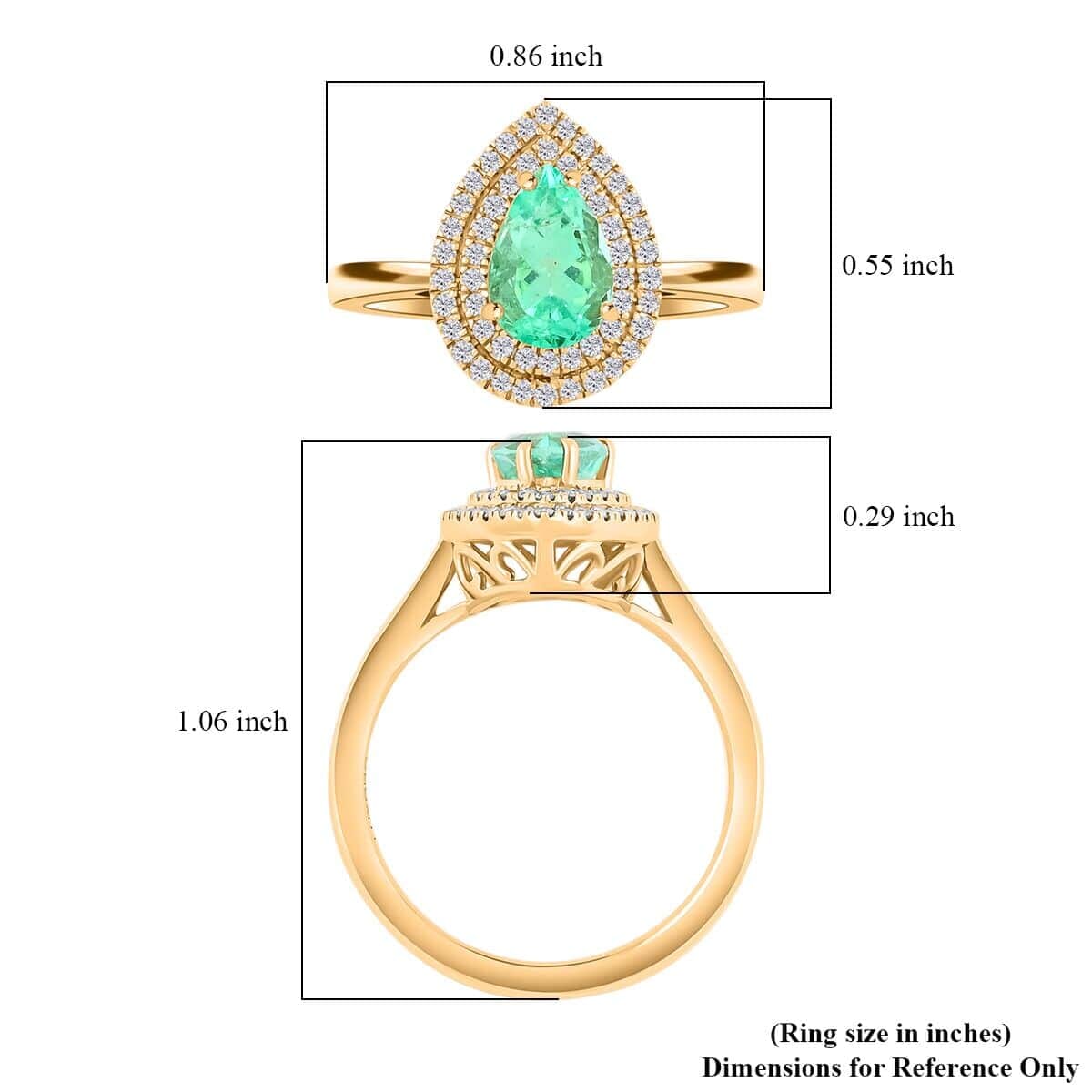 Certified & Appraised Luxoro AAA Boyaca Colombian Emerald and I2 Diamond 1.50 ctw Ring in 14K Yellow Gold (Size 5.0) 4.25 Grams image number 5