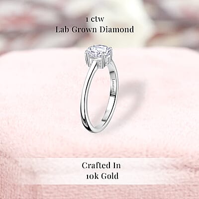 IGI Certified Luxuriant Lab Grown Diamond E-F VS 1.00 ctw Solitaire Ring in 10K White Gold (Size 12.0)