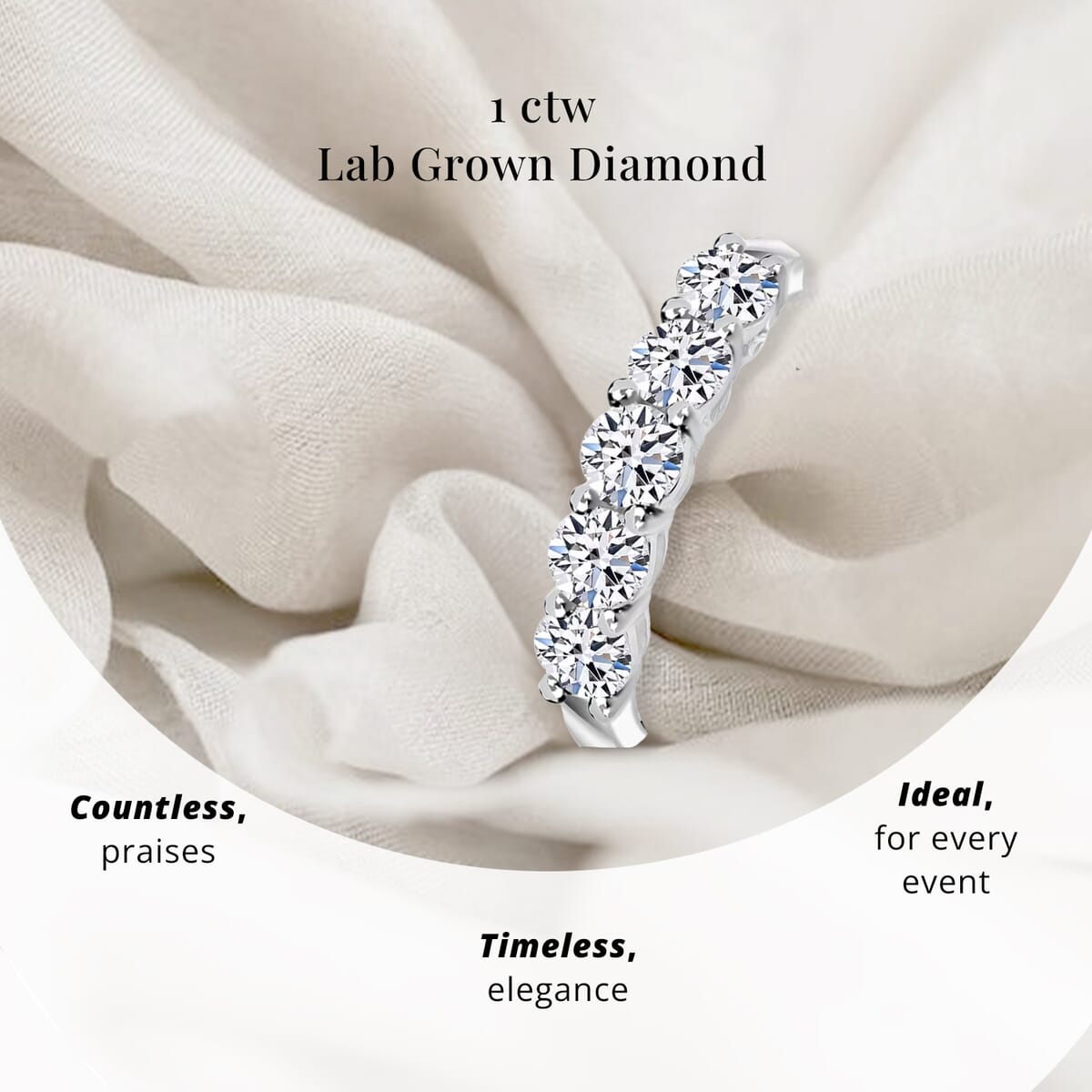 Luxuriant Lab Grown Diamond G VS 1.00 ctw Ring in 14K White Gold (Size 8.5) image number 4
