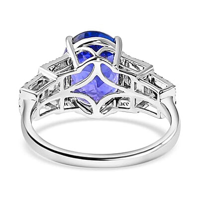 Certified & Appraised Rhapsody AAAA Tanzanite and E-F VS Diamond 6.10 ctw Ring in 950 Platinum (Size 6.0) 7.20 Grams