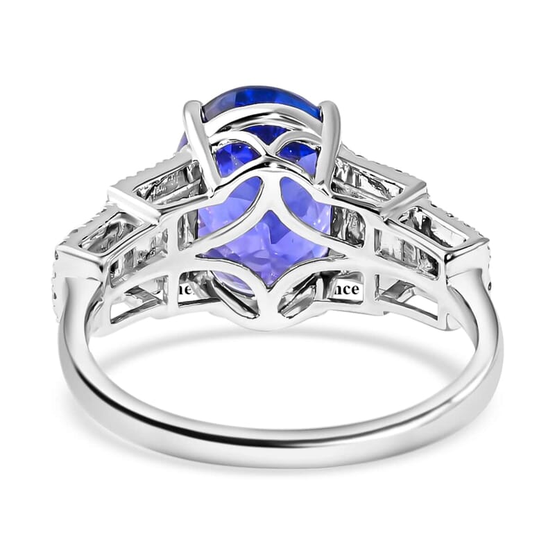 Certified & Appraised Rhapsody AAAA Tanzanite and E-F VS Diamond 6.10 ctw Ring in 950 Platinum (Size 6.0) 7.20 Grams