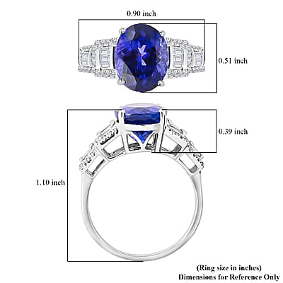 Certified & Appraised Rhapsody AAAA Tanzanite and E-F VS Diamond 6.10 ctw Ring in 950 Platinum (Size 6.0) 7.20 Grams