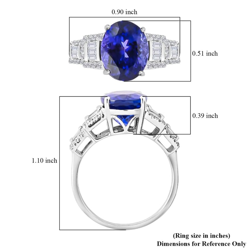 Certified & Appraised Rhapsody AAAA Tanzanite and E-F VS Diamond 6.10 ctw Ring in 950 Platinum (Size 6.0) 7.20 Grams