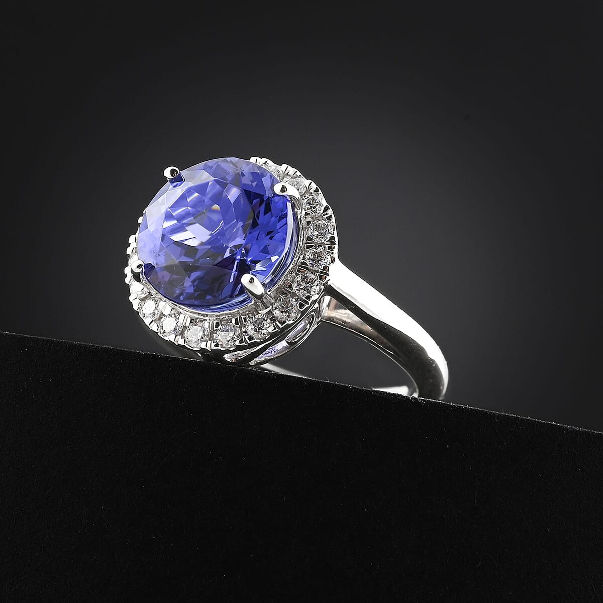 Certified & Appraised Rhapsody AAAA Tanzanite and E-F VS Diamond 3.00 ctw Ring in 950 Platinum (Size 4.0) 6.30 Grams image number 1