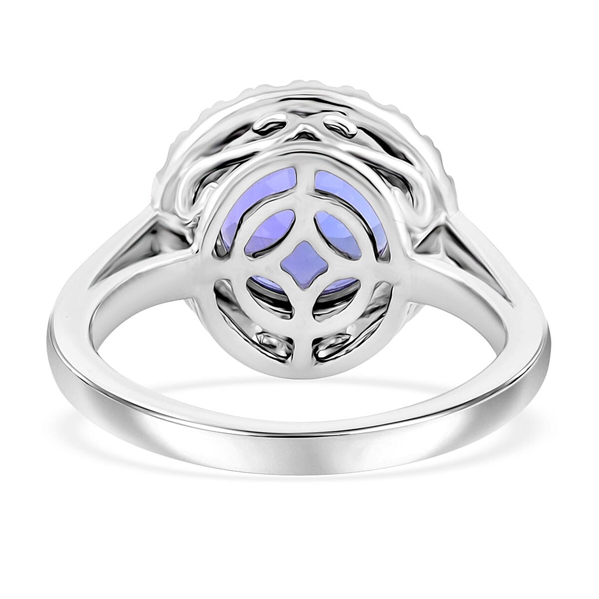 Certified & Appraised Rhapsody AAAA Tanzanite and E-F VS Diamond 3.00 ctw Ring in 950 Platinum (Size 4.0) 6.30 Grams image number 4