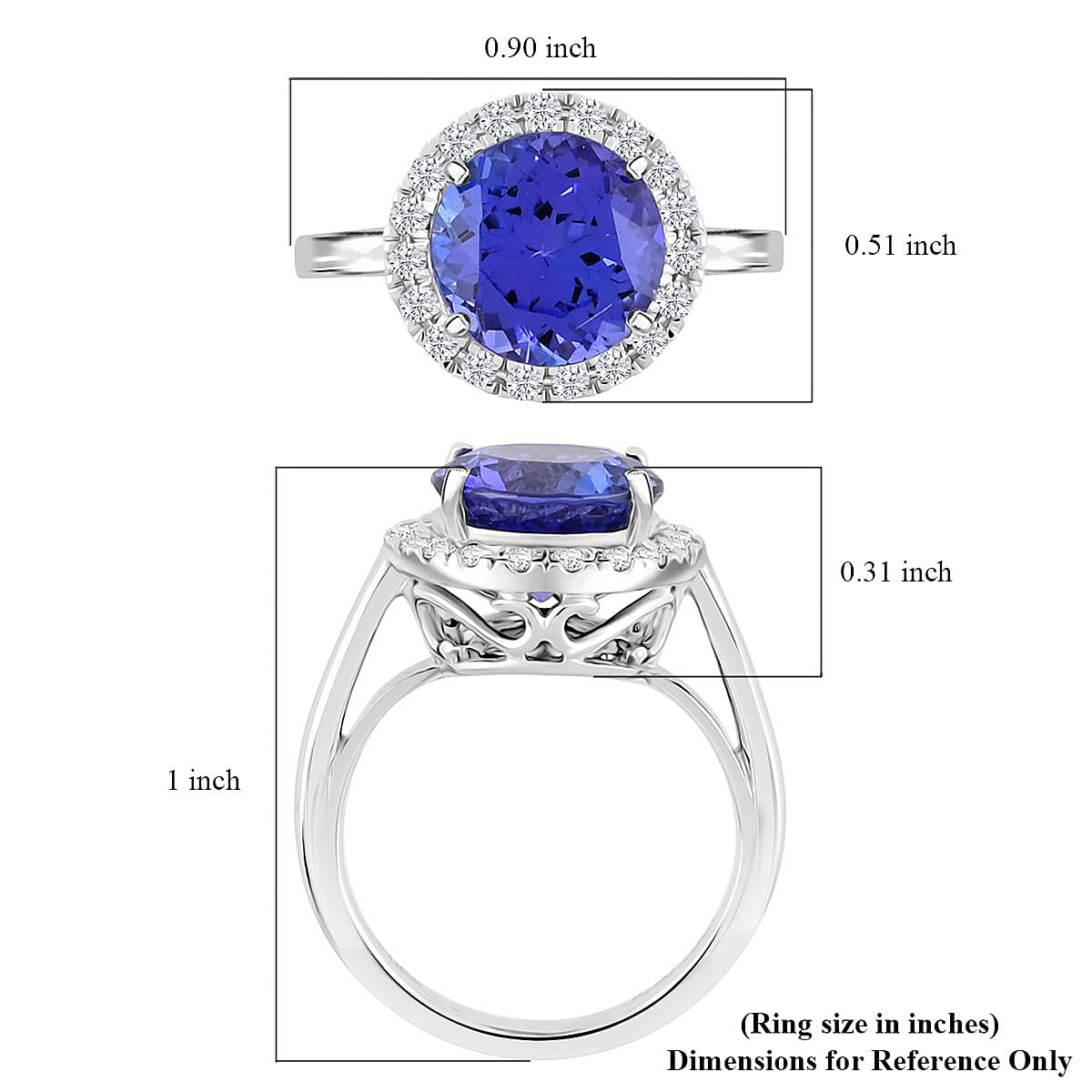Certified & Appraised Rhapsody AAAA Tanzanite and E-F VS Diamond 3.00 ctw Ring in 950 Platinum (Size 4.0) 6.30 Grams image number 5