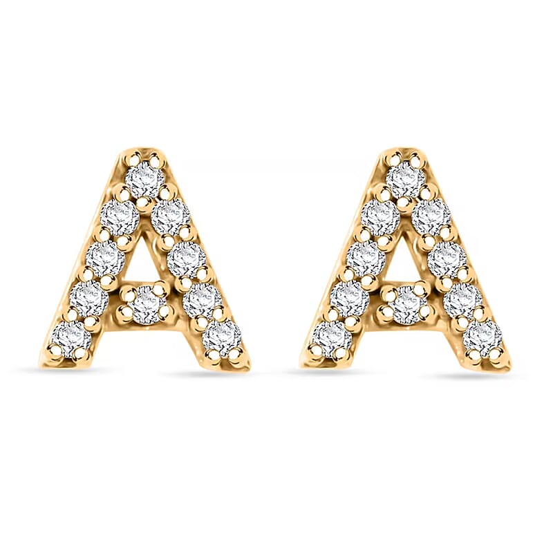 Luxuriant Lab Grown Diamond 0.10 ctw Initial A Earrings in 10K Yellow Gold