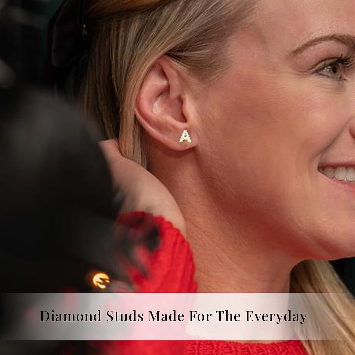 10K Yellow Gold Luxuriant Lab Grown Diamond Initial A Earrings 0.10 ctw image number 6