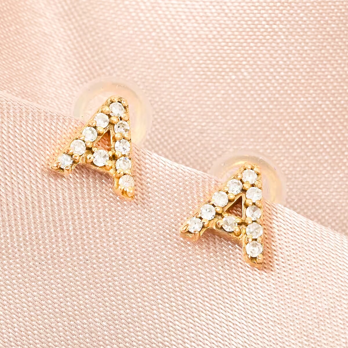 10K Yellow Gold Luxuriant Lab Grown Diamond Initial A Earrings 0.10 ctw image number 7