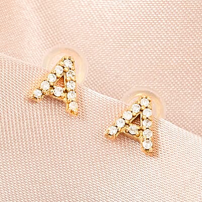 Luxuriant Lab Grown Diamond 0.10 ctw Initial A Earrings in 10K Yellow Gold