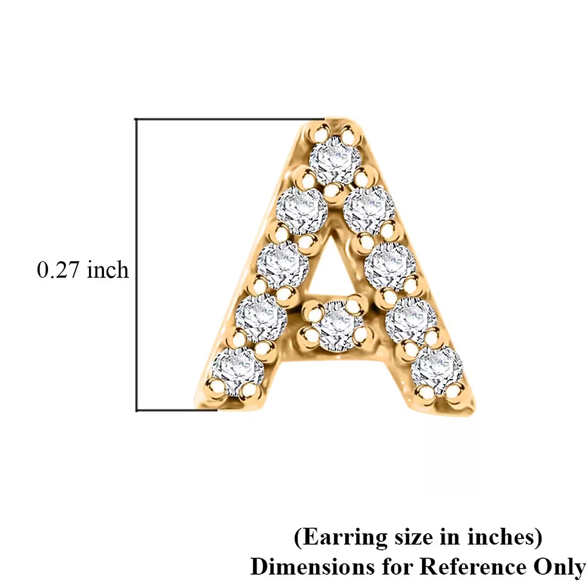 10K Yellow Gold Luxuriant Lab Grown Diamond Initial A Earrings 0.10 ctw image number 8