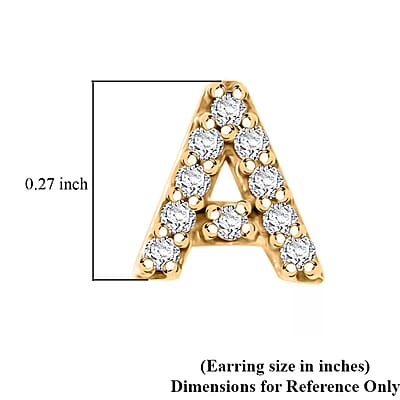 Luxuriant Lab Grown Diamond 0.10 ctw Initial A Earrings in 10K Yellow Gold