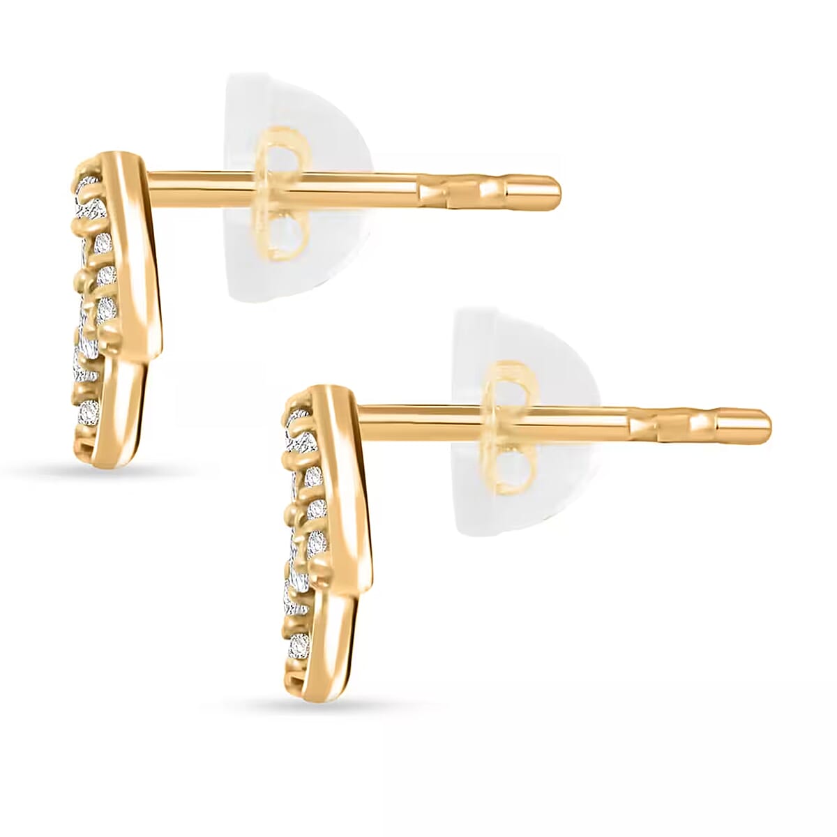 10K Yellow Gold Luxuriant Lab Grown Diamond Initial A Earrings 0.10 ctw image number 9