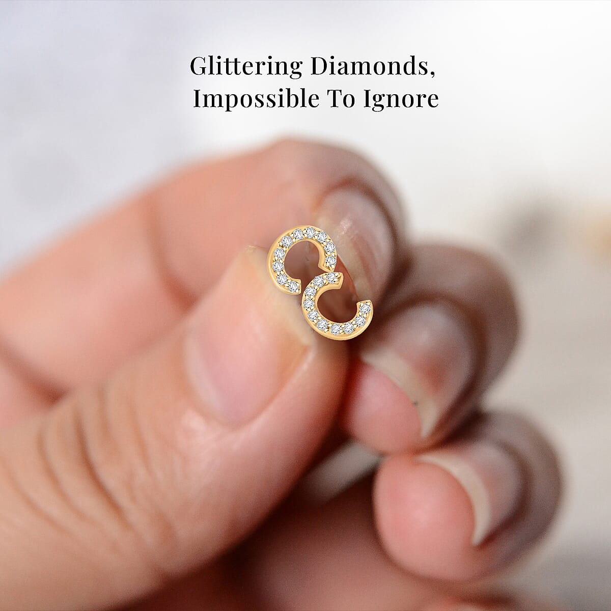 Luxuriant Lab Grown Diamond 0.10 ctw Initial C Earrings in 10K Yellow Gold image number 4