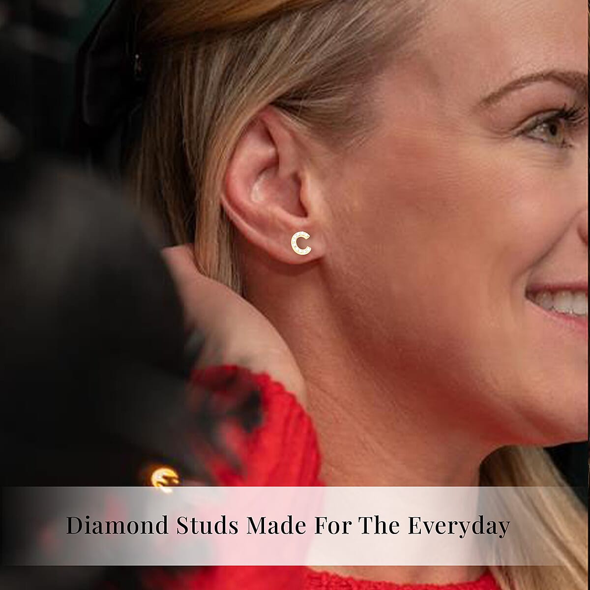 Luxuriant Lab Grown Diamond 0.10 ctw Initial C Earrings in 10K Yellow Gold image number 6