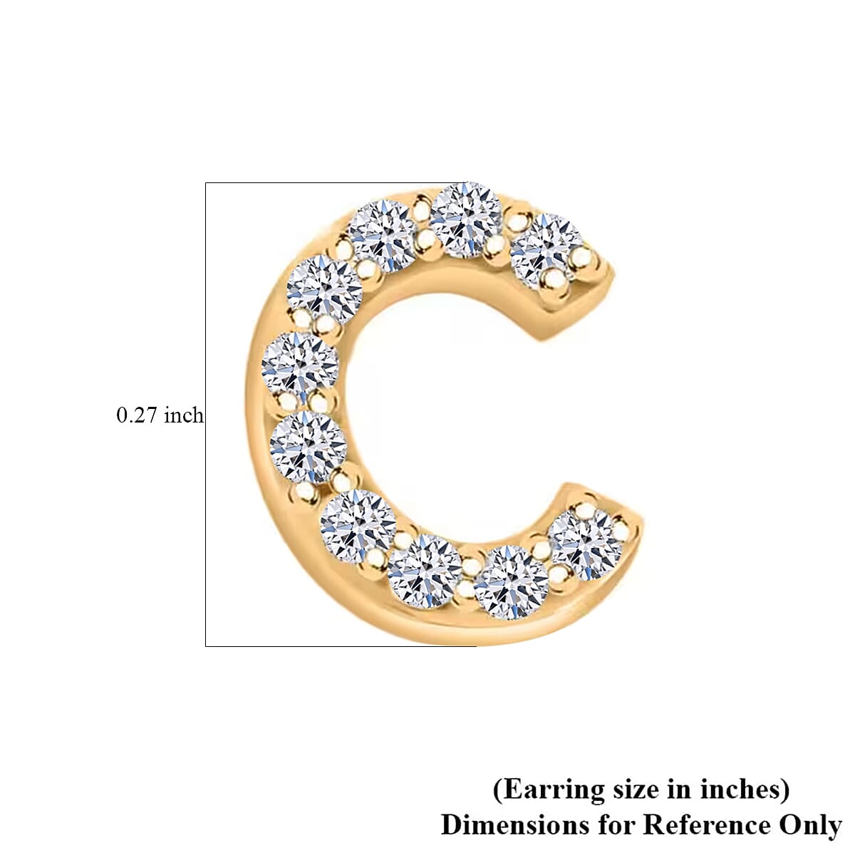 Luxuriant Lab Grown Diamond 0.10 ctw Initial C Earrings in 10K Yellow Gold image number 9