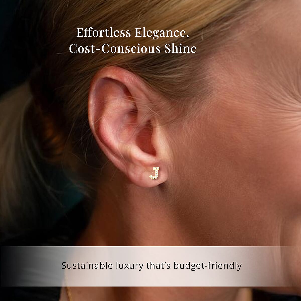 Luxuriant Lab Grown Diamond 0.10 ctw Initial J Earrings in 10K Yellow Gold image number 1