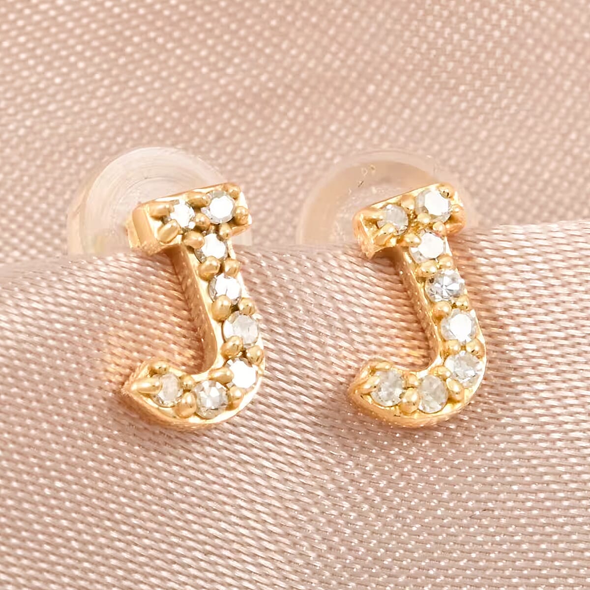 Luxuriant Lab Grown Diamond 0.10 ctw Initial J Earrings in 10K Yellow Gold image number 7