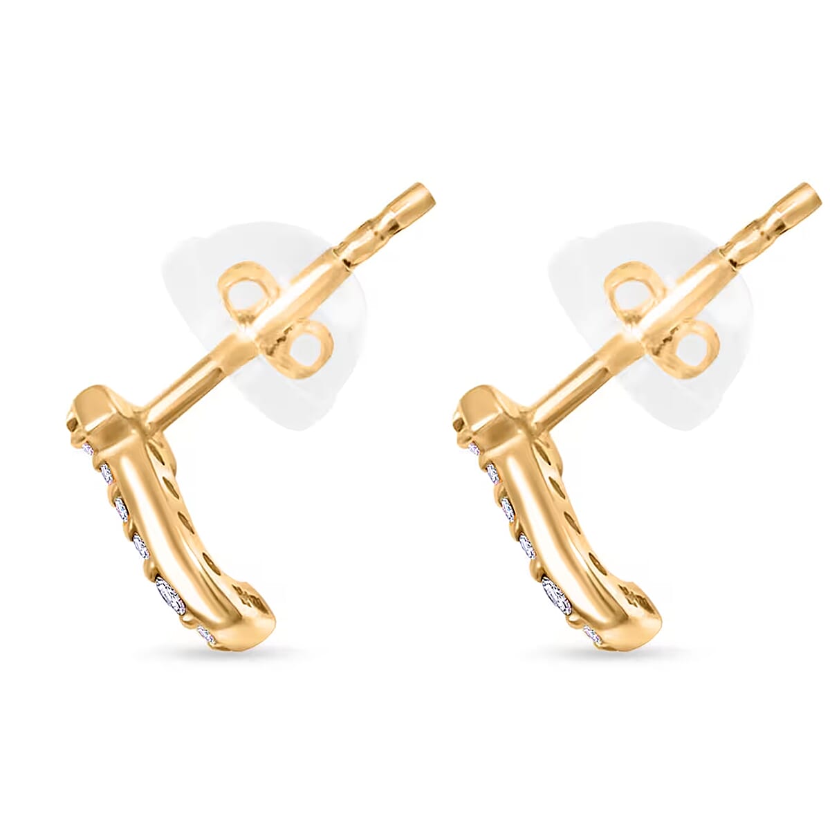 Luxuriant Lab Grown Diamond 0.10 ctw Initial J Earrings in 10K Yellow Gold image number 8
