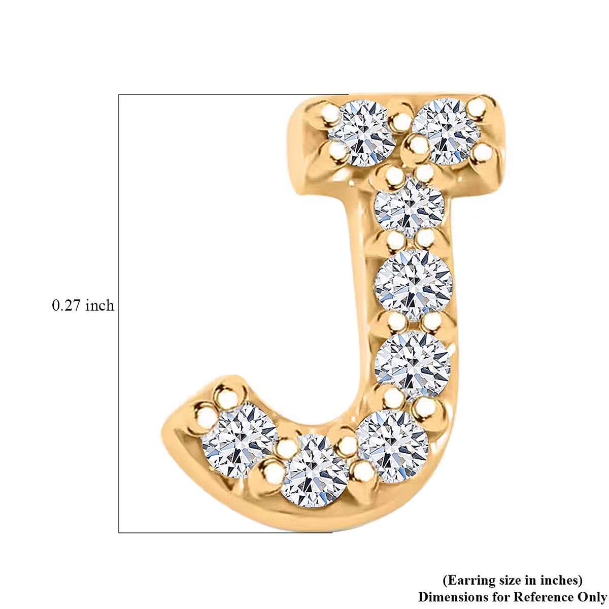 Luxuriant Lab Grown Diamond 0.10 ctw Initial J Earrings in 10K Yellow Gold image number 9