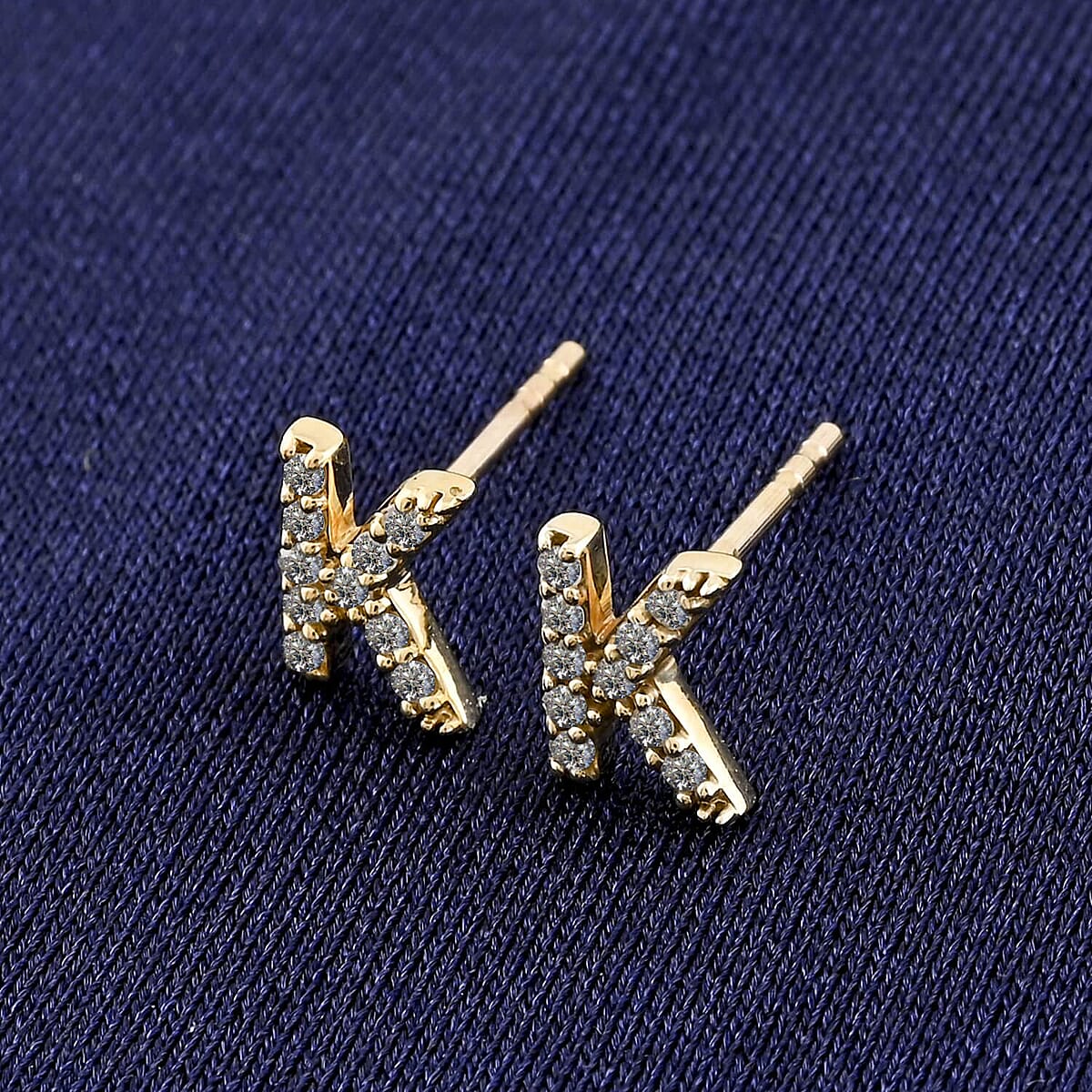 Luxuriant Lab Grown Diamond 0.10 ctw Initial K Earrings in 10K Yellow Gold image number 1