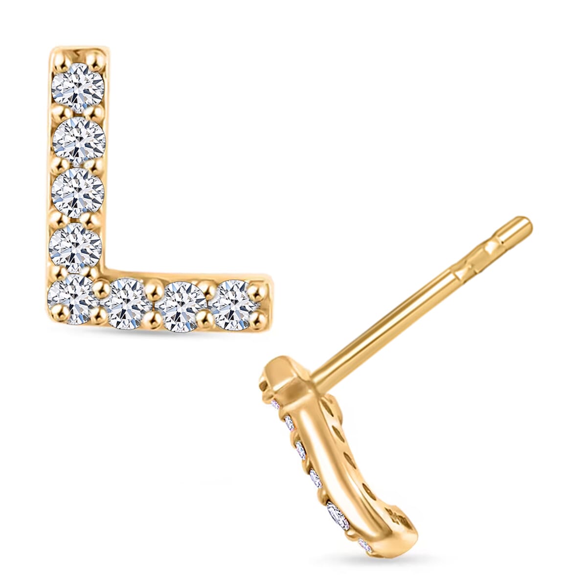 Luxuriant Lab Grown Diamond 0.10 ctw Initial L Earrings in 10K Yellow Gold image number 0
