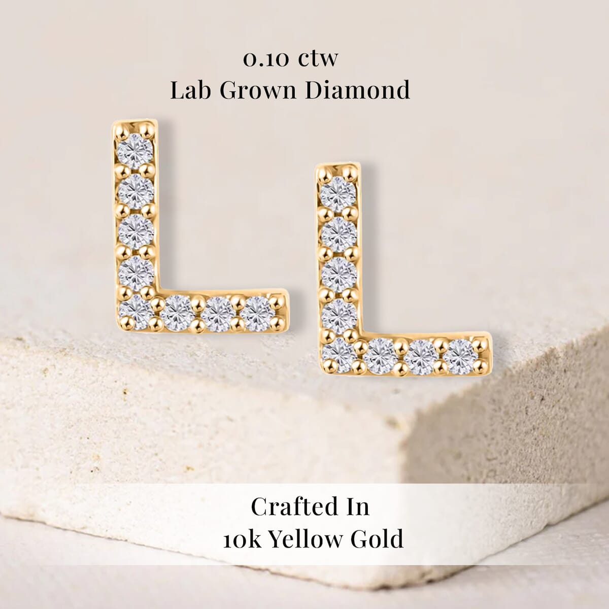 Luxuriant Lab Grown Diamond 0.10 ctw Initial L Earrings in 10K Yellow Gold image number 2