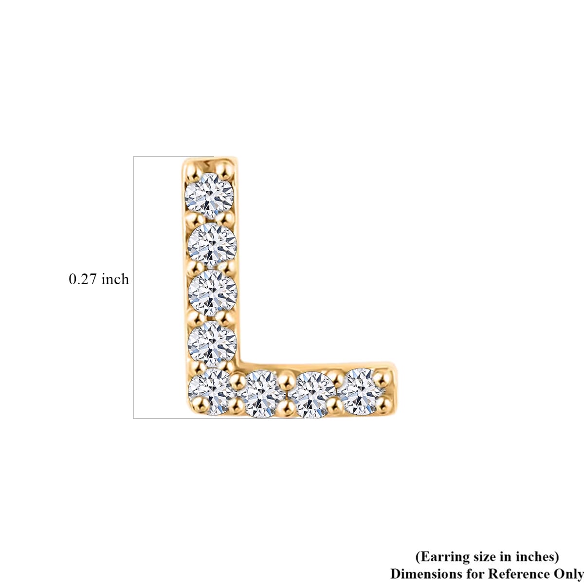 Luxuriant Lab Grown Diamond 0.10 ctw Initial L Earrings in 10K Yellow Gold image number 8