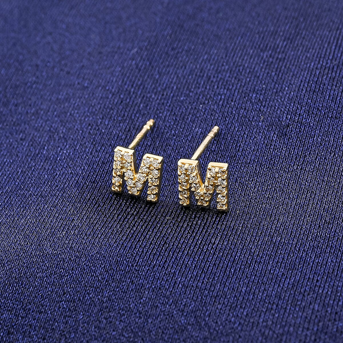 Luxuriant Lab Grown Diamond 0.10 ctw Initial M Earrings in 10K Yellow Gold image number 1