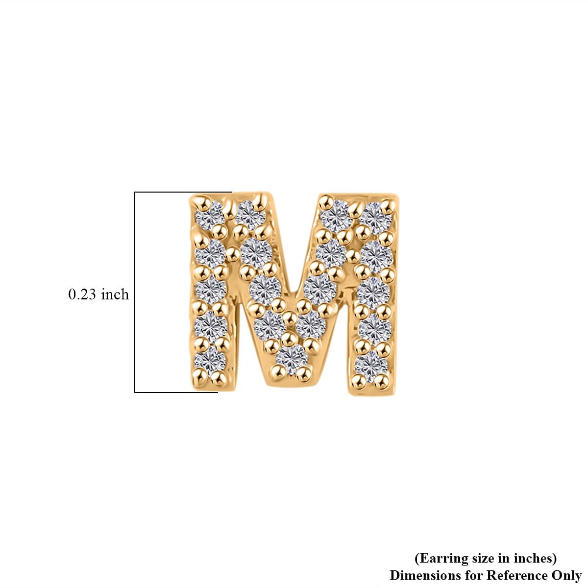 Luxuriant Lab Grown Diamond 0.10 ctw Initial M Earrings in 10K Yellow Gold image number 4