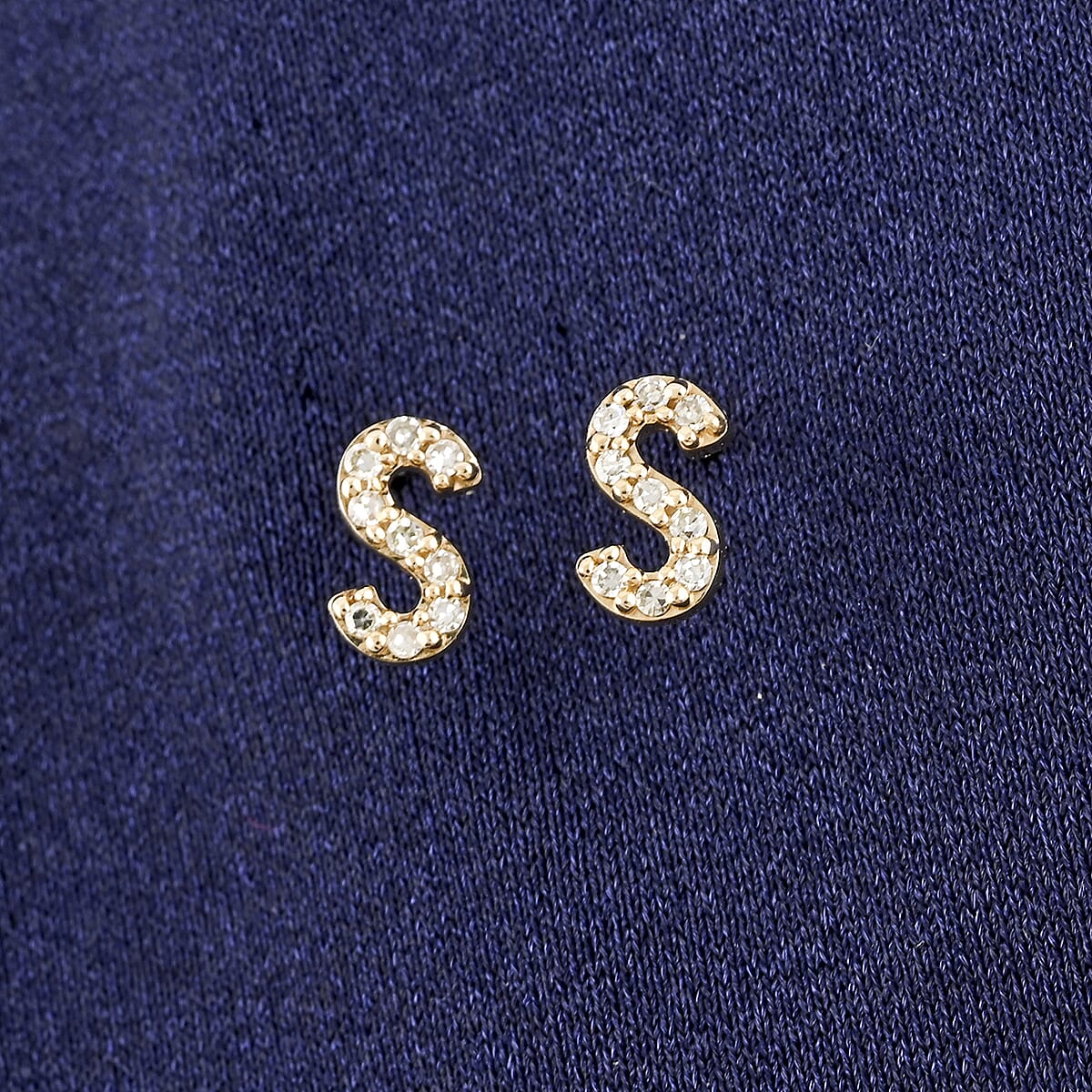 Luxuriant Lab Grown Diamond 0.10 ctw Initial S Earrings in 10K Yellow Gold image number 1