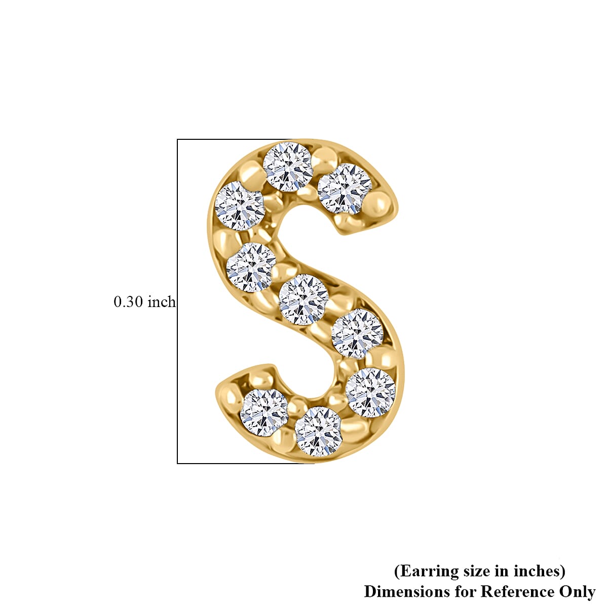 Luxuriant Lab Grown Diamond 0.10 ctw Initial S Earrings in 10K Yellow Gold image number 4