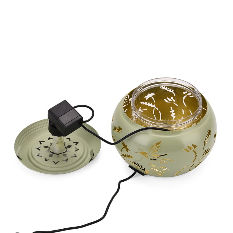 Green Indoor Water Fountain with 4pcs Warm Yellow LED Lights