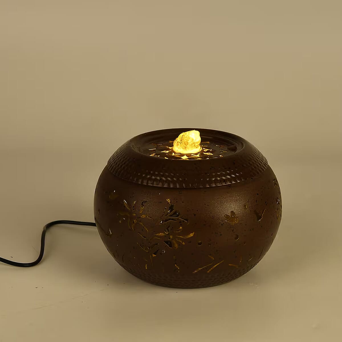 Brown Indoor Water Fountain with 4pcs Warm Yellow LED Lights image number 2