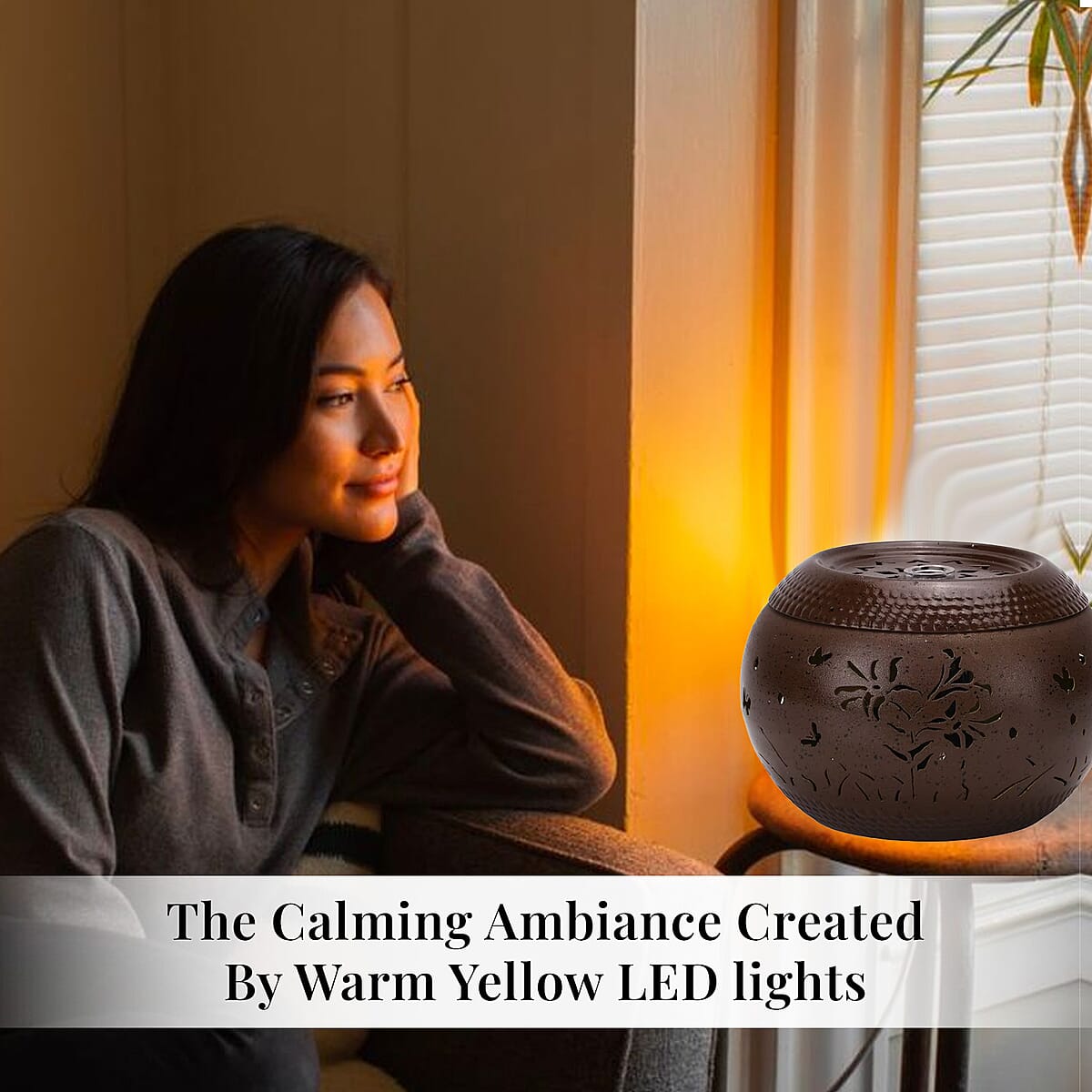 Brown Indoor Water Fountain with 4pcs Warm Yellow LED Lights image number 3