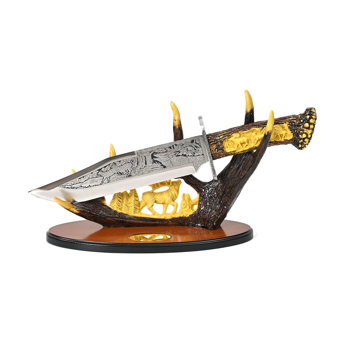 Yellow Wildlife Stainless Steel Blade Knife with Holder image number 0